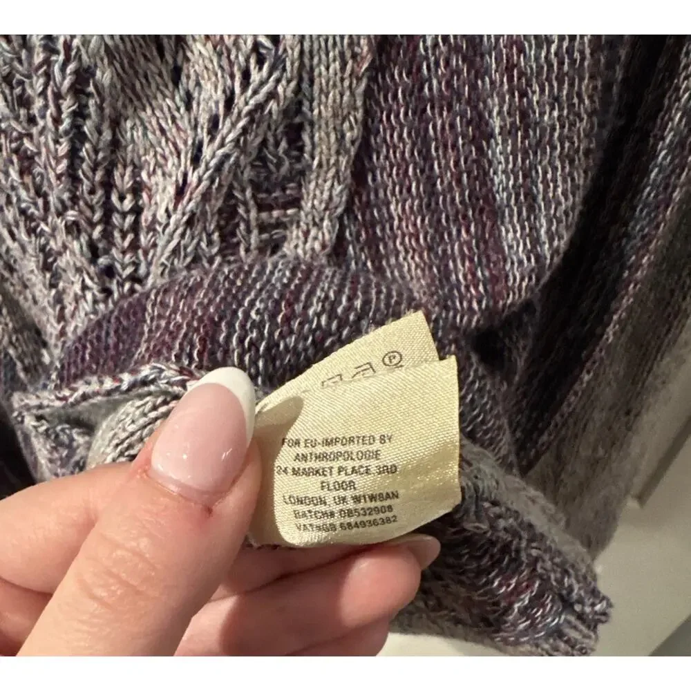 ANTHROPOLOGIE MOTH Anita Mixed Cable Knit Swing Sweater Purple, Size XS - Picture 8 of 8